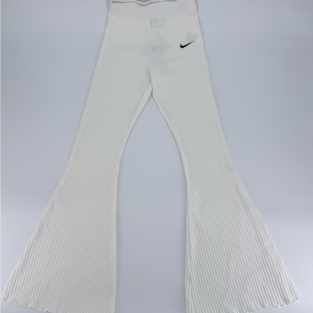 Nike Ribbed Tight High Rise Flared Leggings XS Ivory